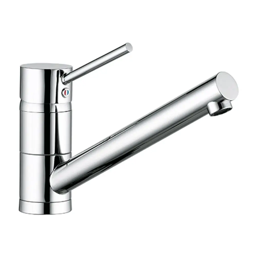 Spültisch-Einhandmischer von Kludi in chrom, mit schwenkbarem Auslauf und seitlichem Hebel zur Steuerung von Wasserfluss und Temperatur.